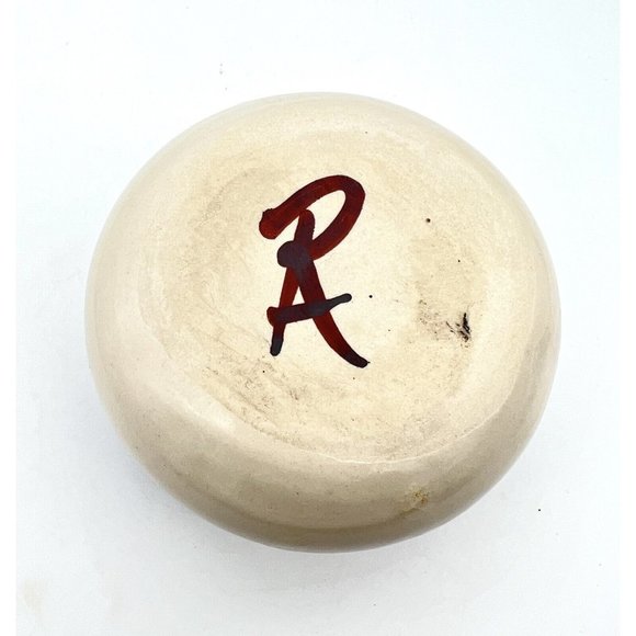 Art Pottery Bud Vase Oil Lamp Weed Pot Blue White Artist Signed R A Ceramic - Picture 7 of 8